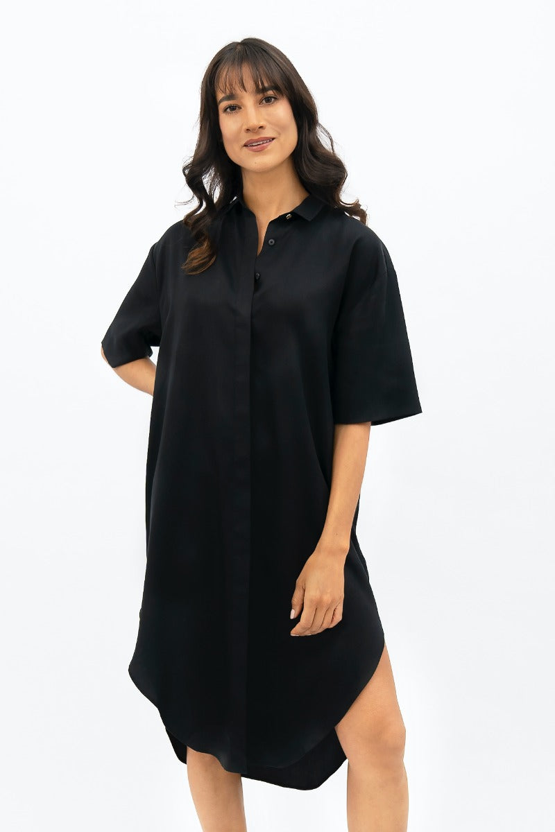 Seville Tencel™ Oversized Midi Dress In Licorice CSN