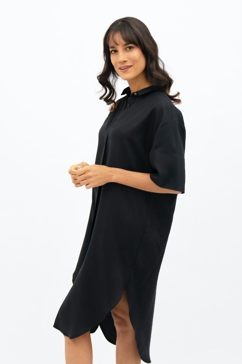 Seville Tencel™ Oversized Midi Dress In Licorice CSN