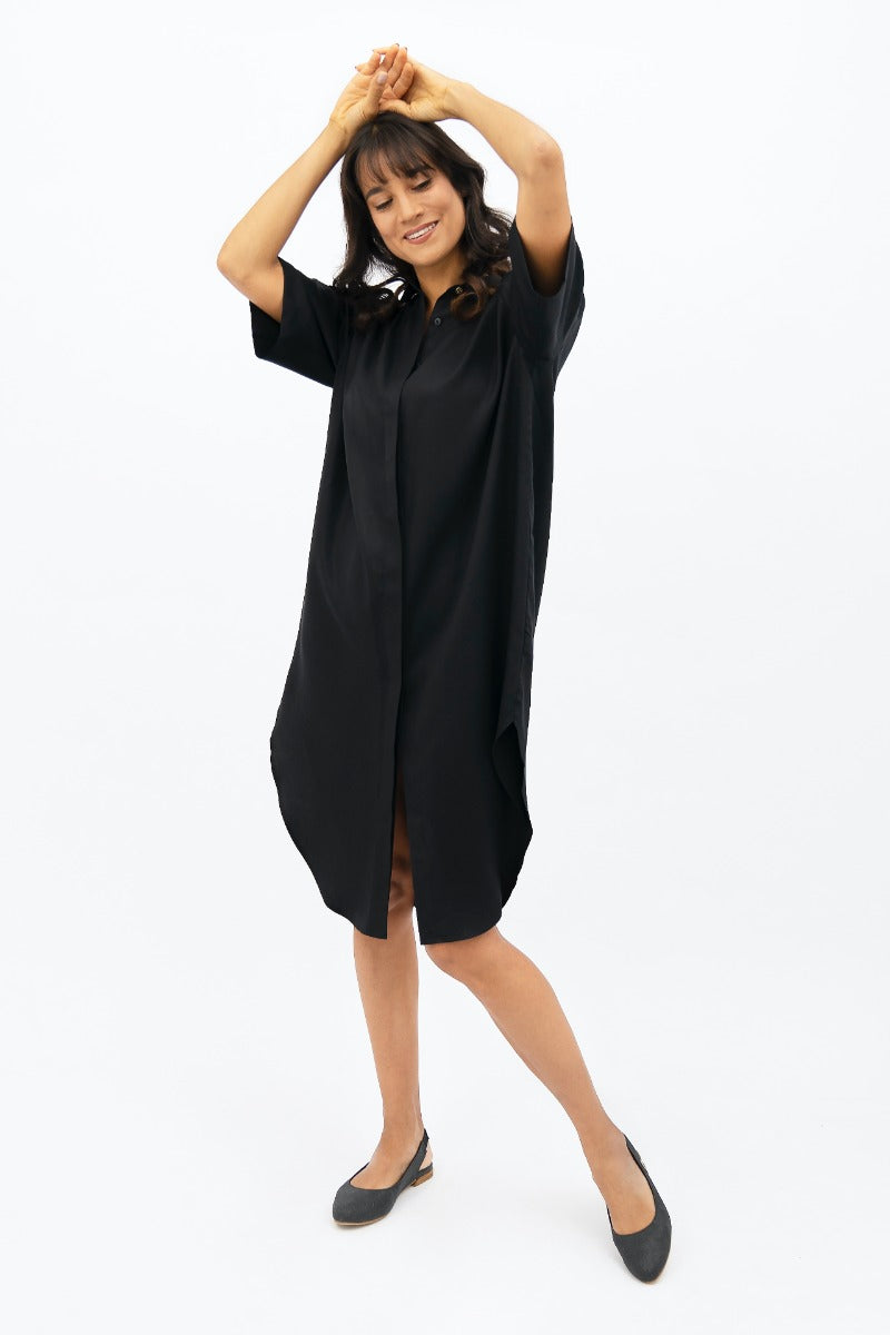 Seville Tencel™ Oversized Midi Dress In Licorice CSN