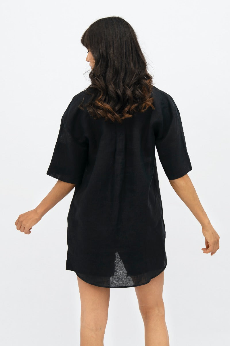 Seville Linen Short Sleeves Shirt In Licorice CSN