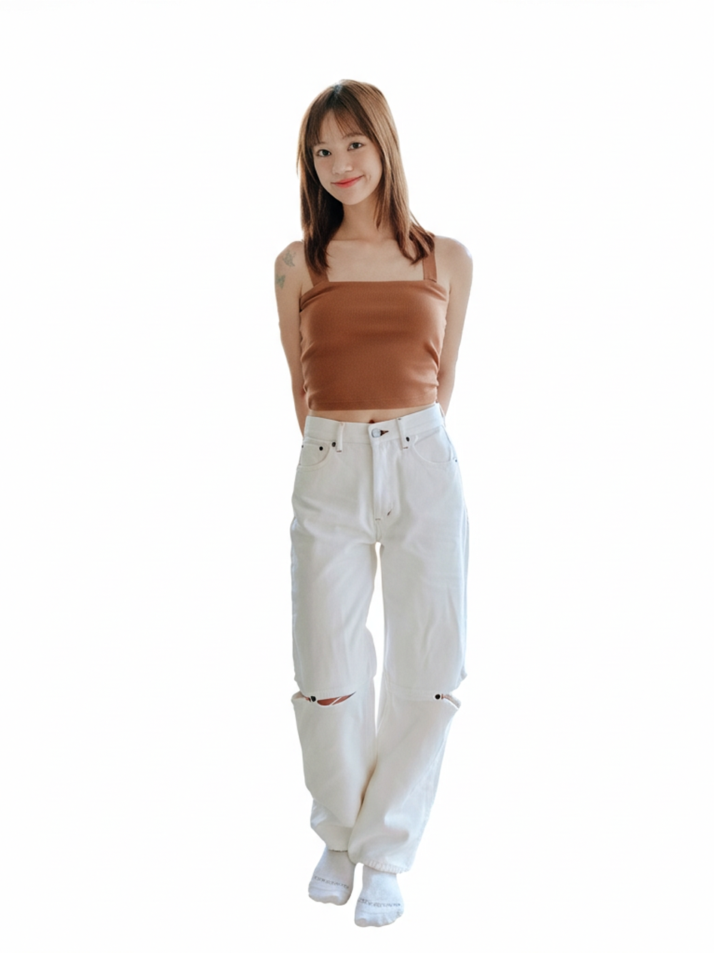 White Plain Jeans Pants