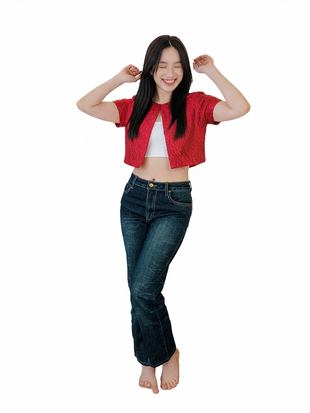 Red Open Front Mini Jacket