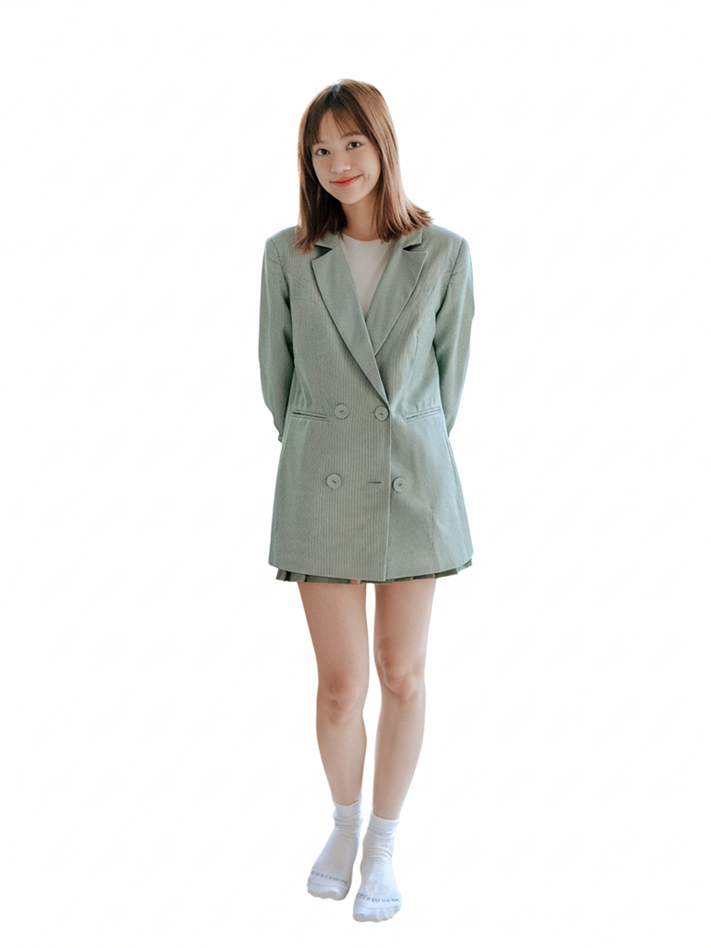 Green With White Stripes Blazer