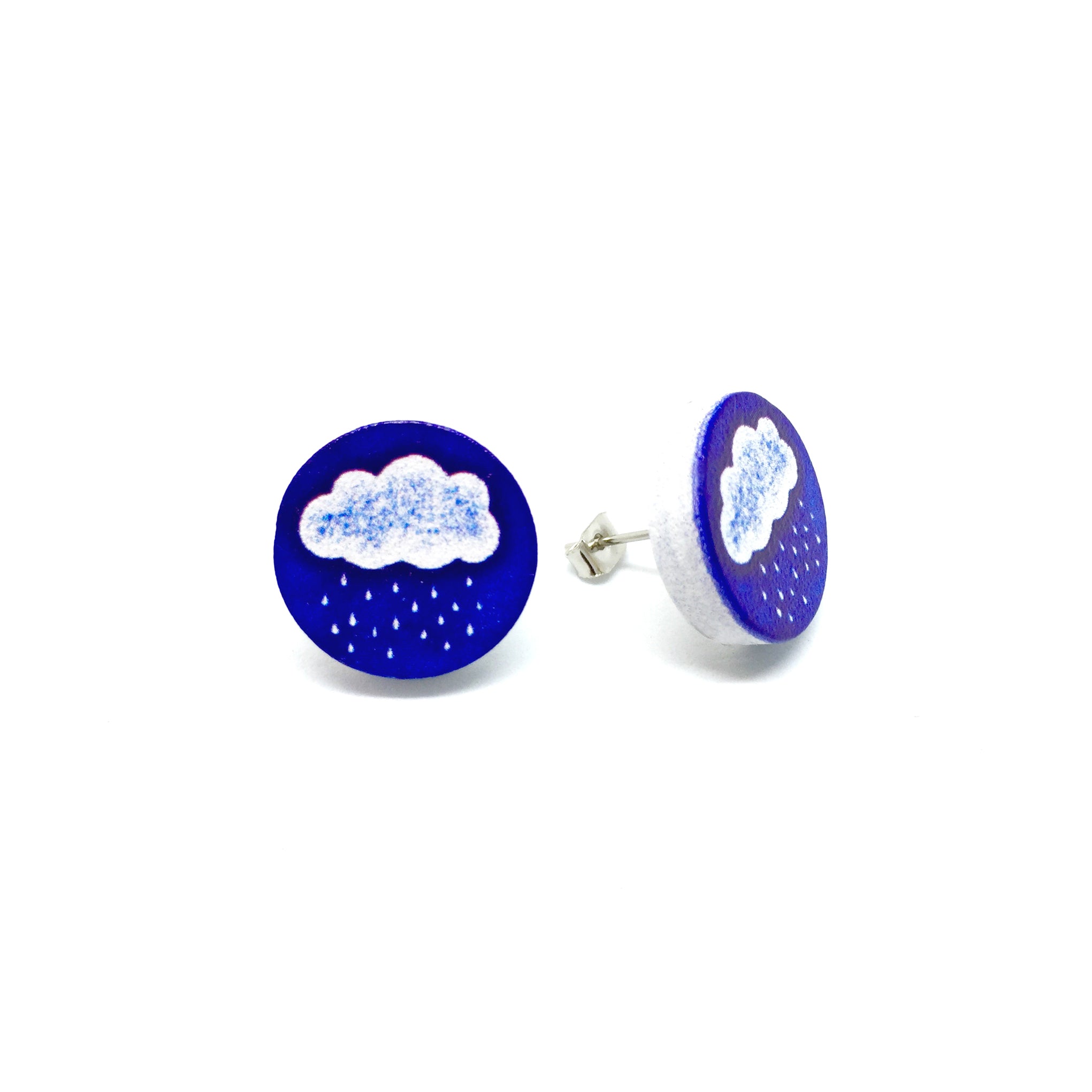 A Blue Raining Day Wooden Earrings - LM