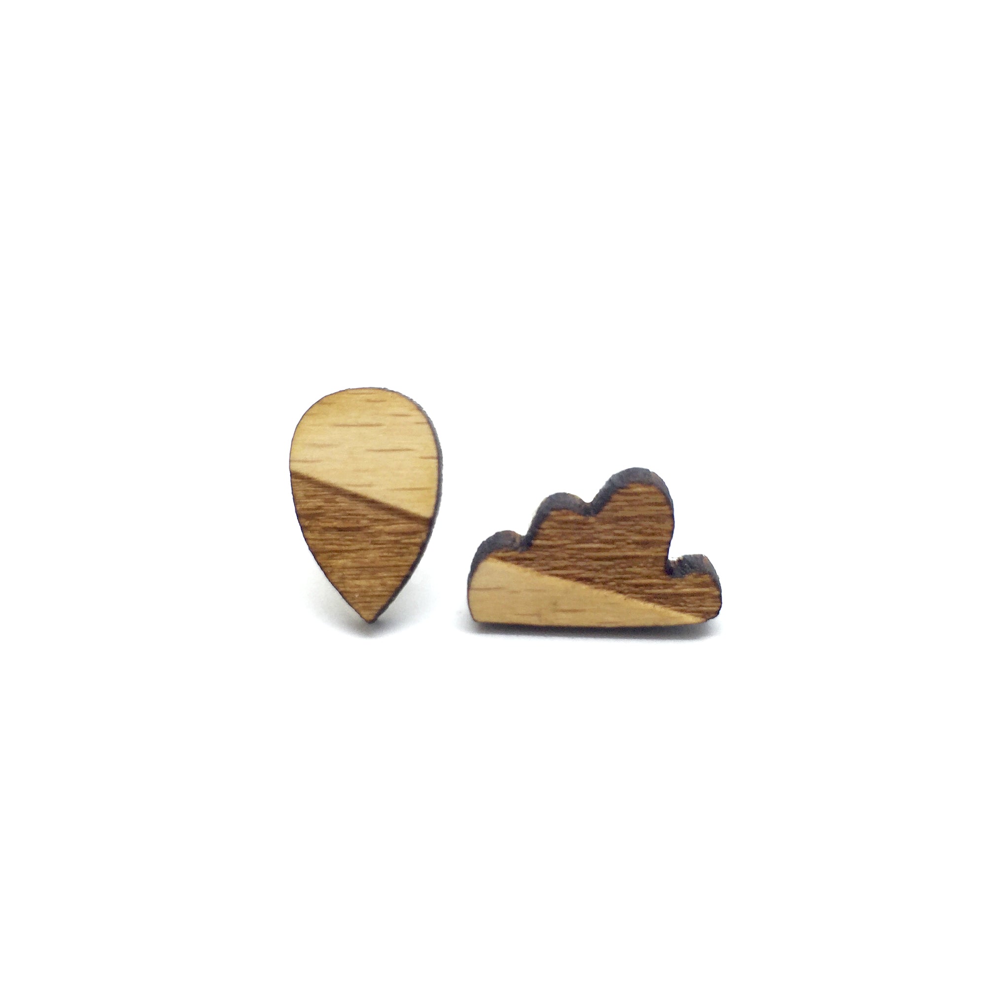 A Rainy Day Laser Cut Wood Earrings - LM