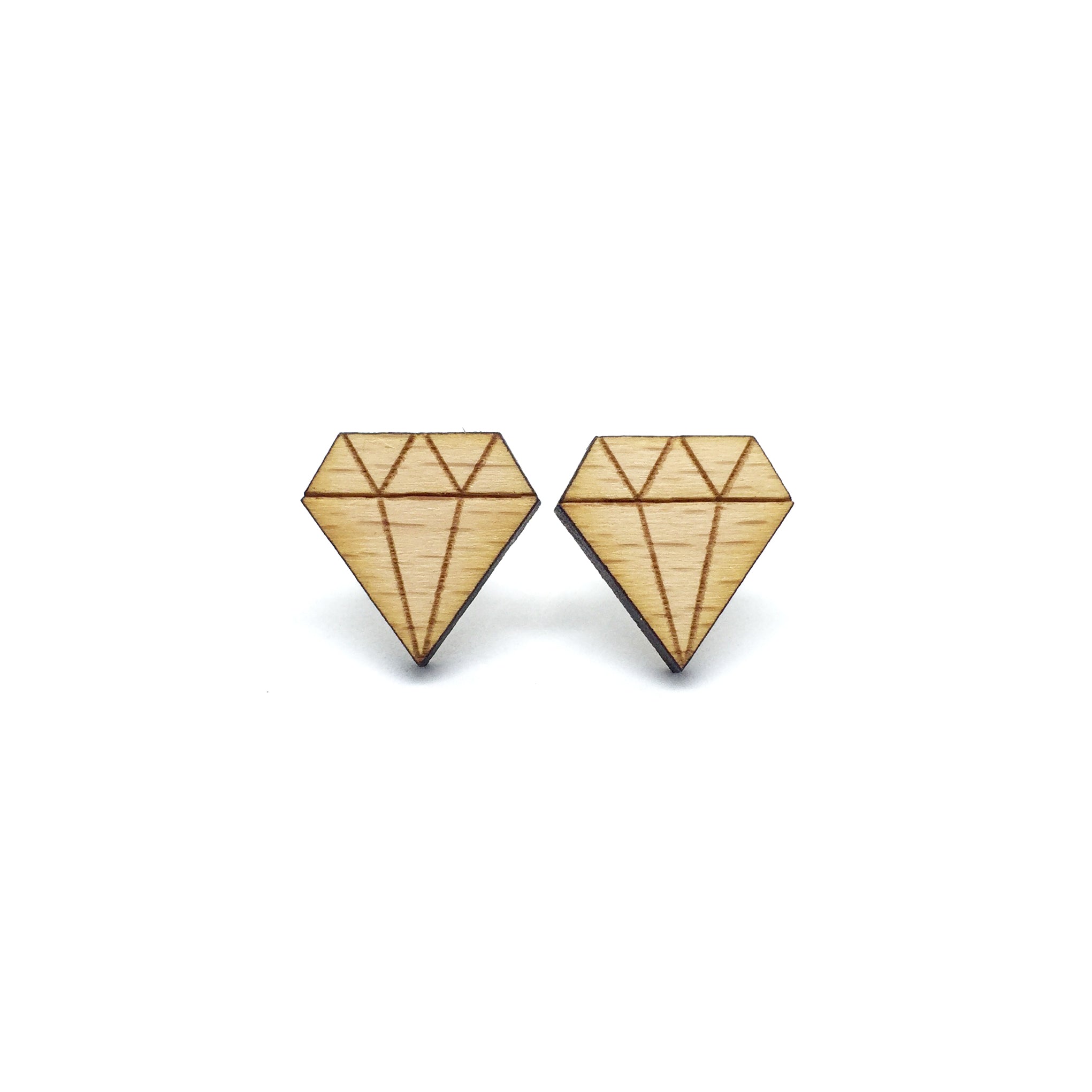 Diamond Laser Cut Wood Earrings - LM