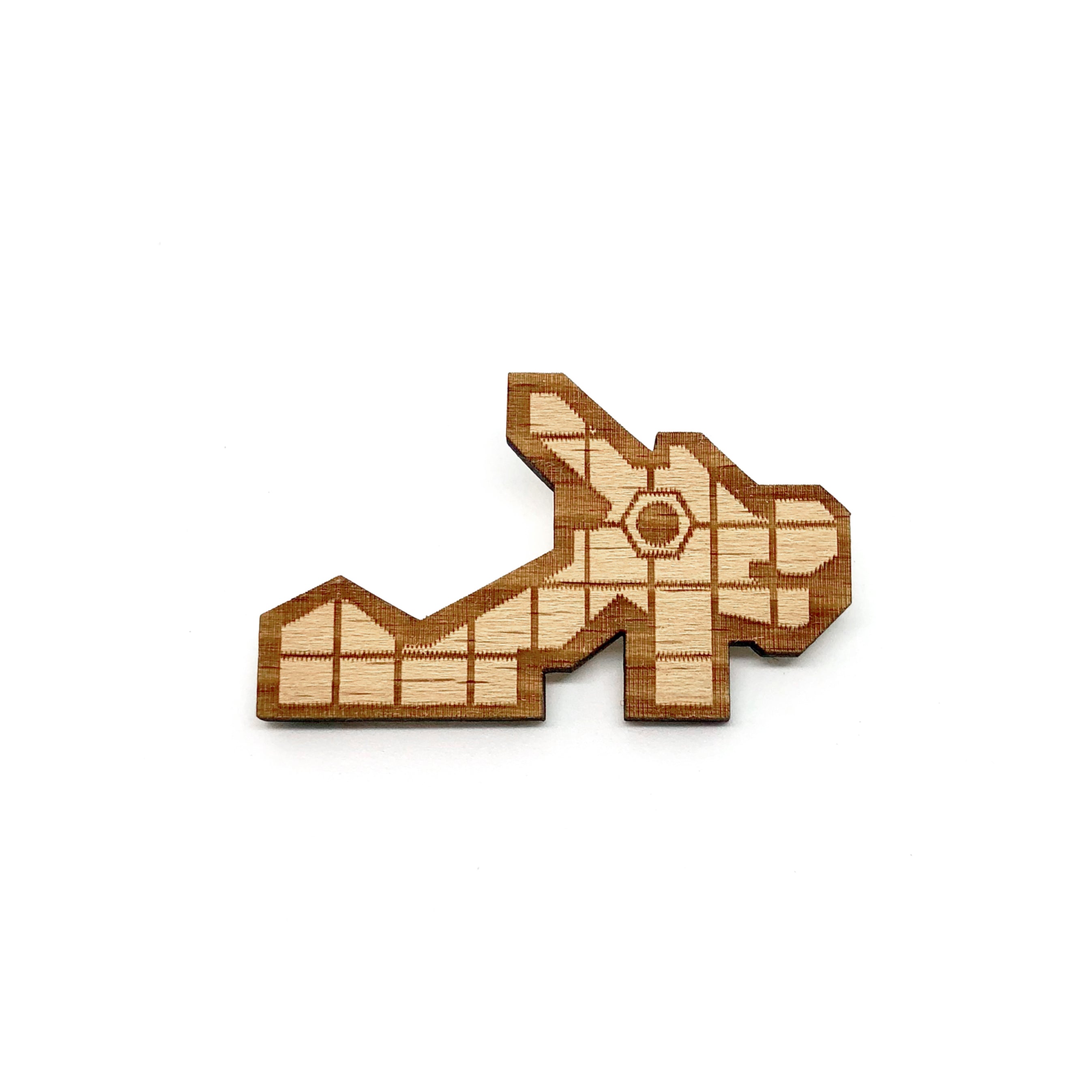 Dragon Playground Wooden Brooch Pin - LM