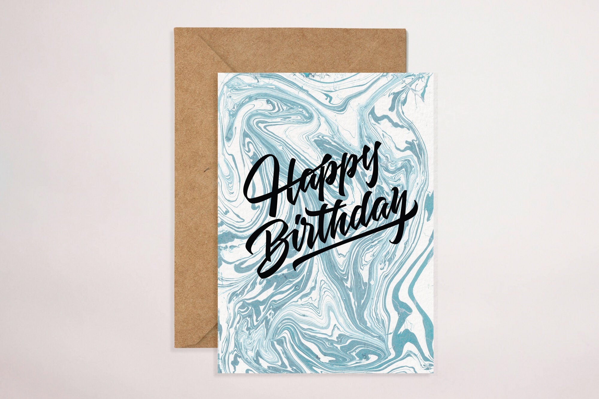Happy Birthday - Blue Swirls (Greeting Card) - LM