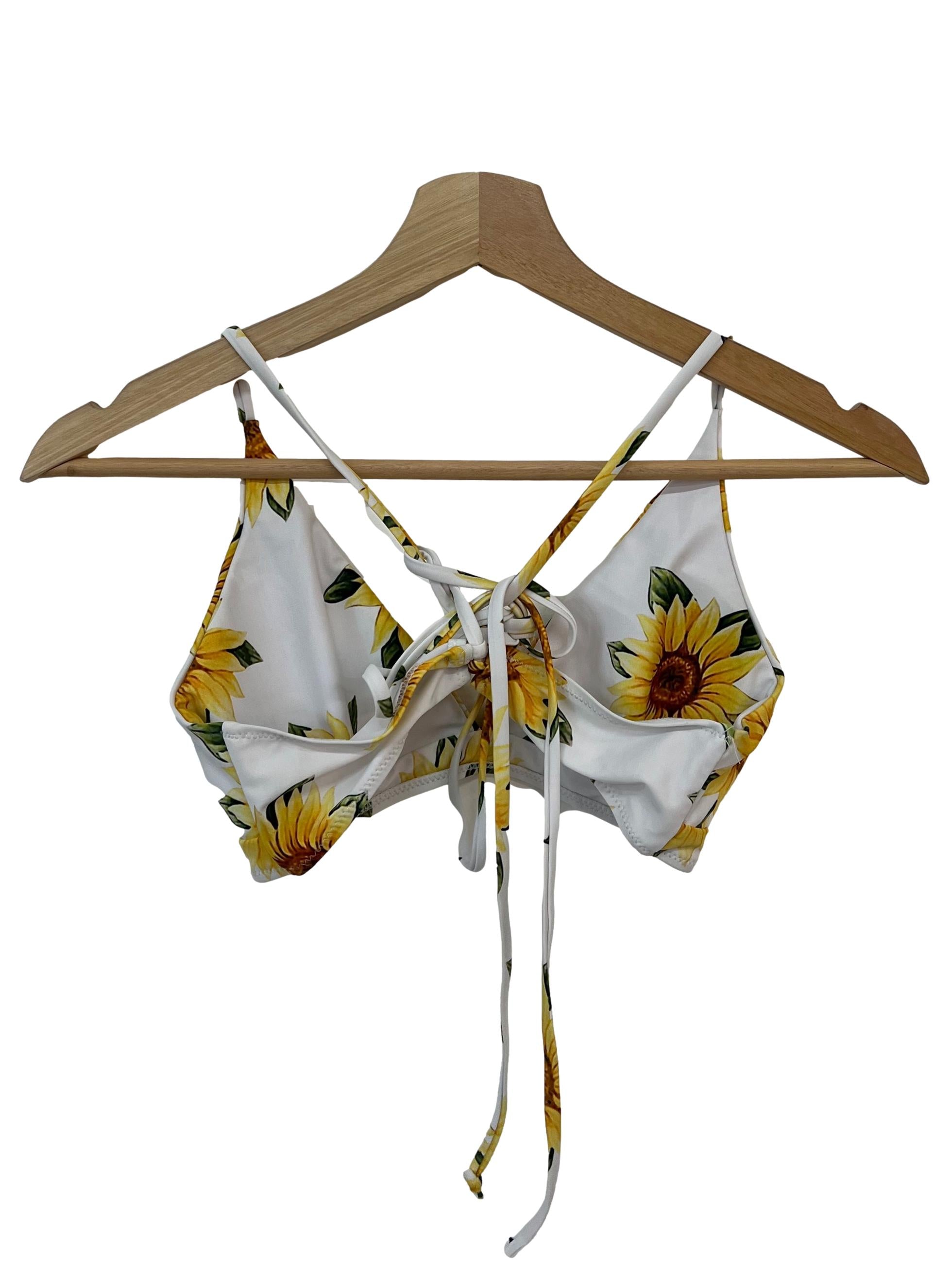 White Bikini With Sunflower Print