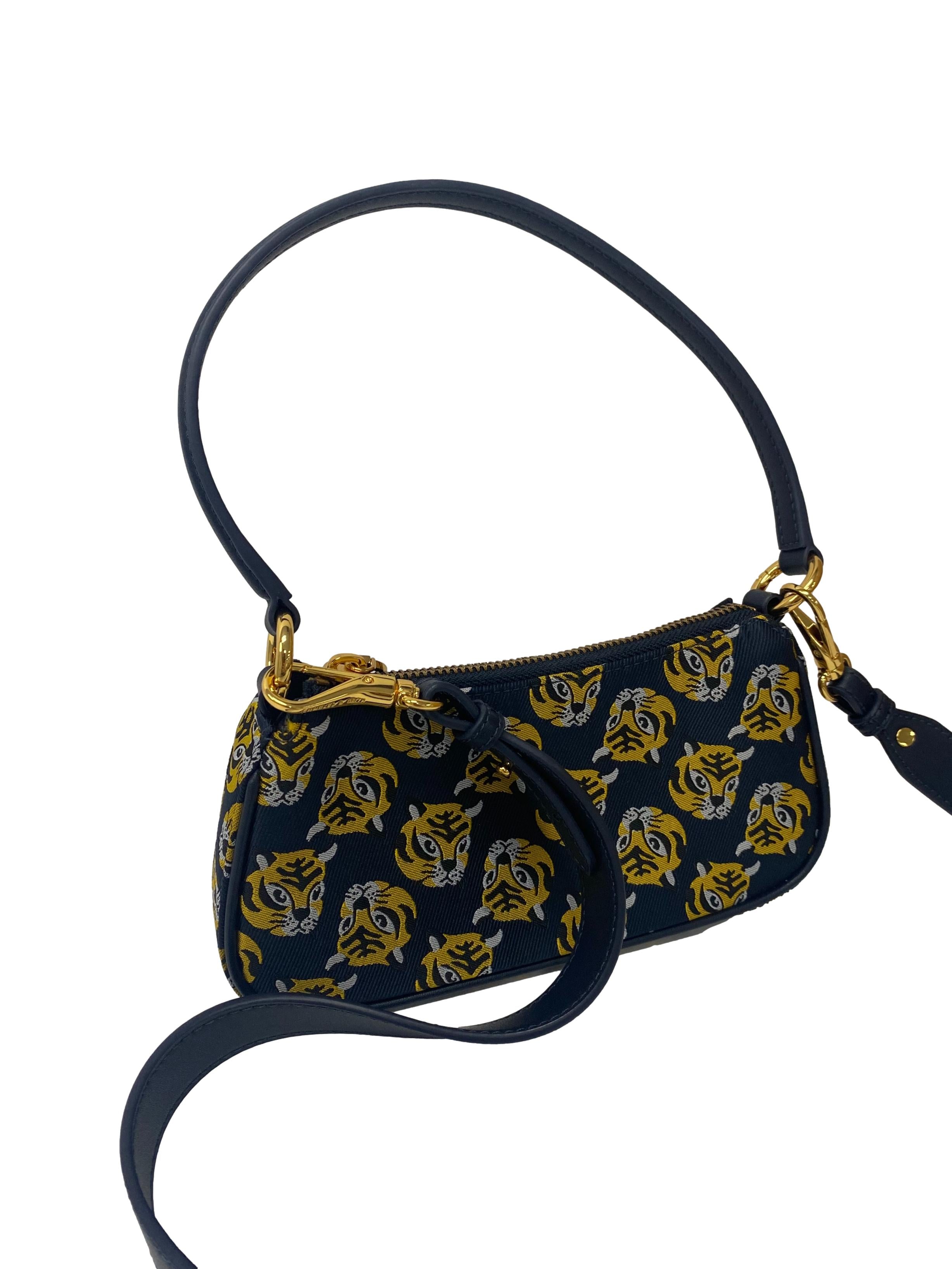 Navy Tiger Print Shoulder Bag