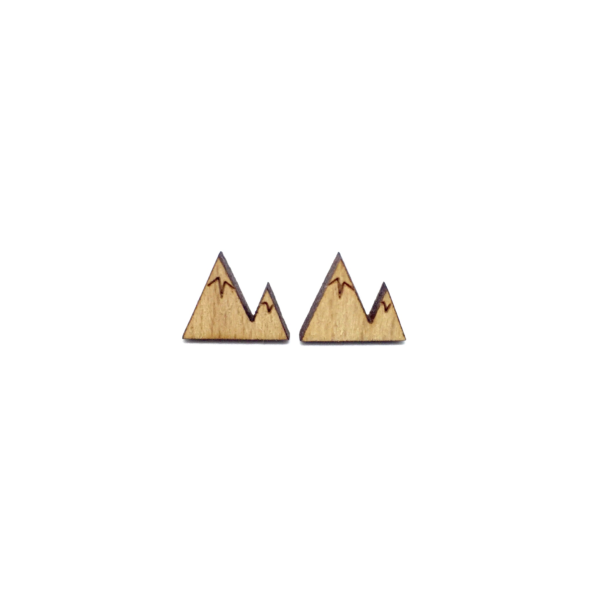 Mini Mountain Laser Cut Wood Earrings - LM