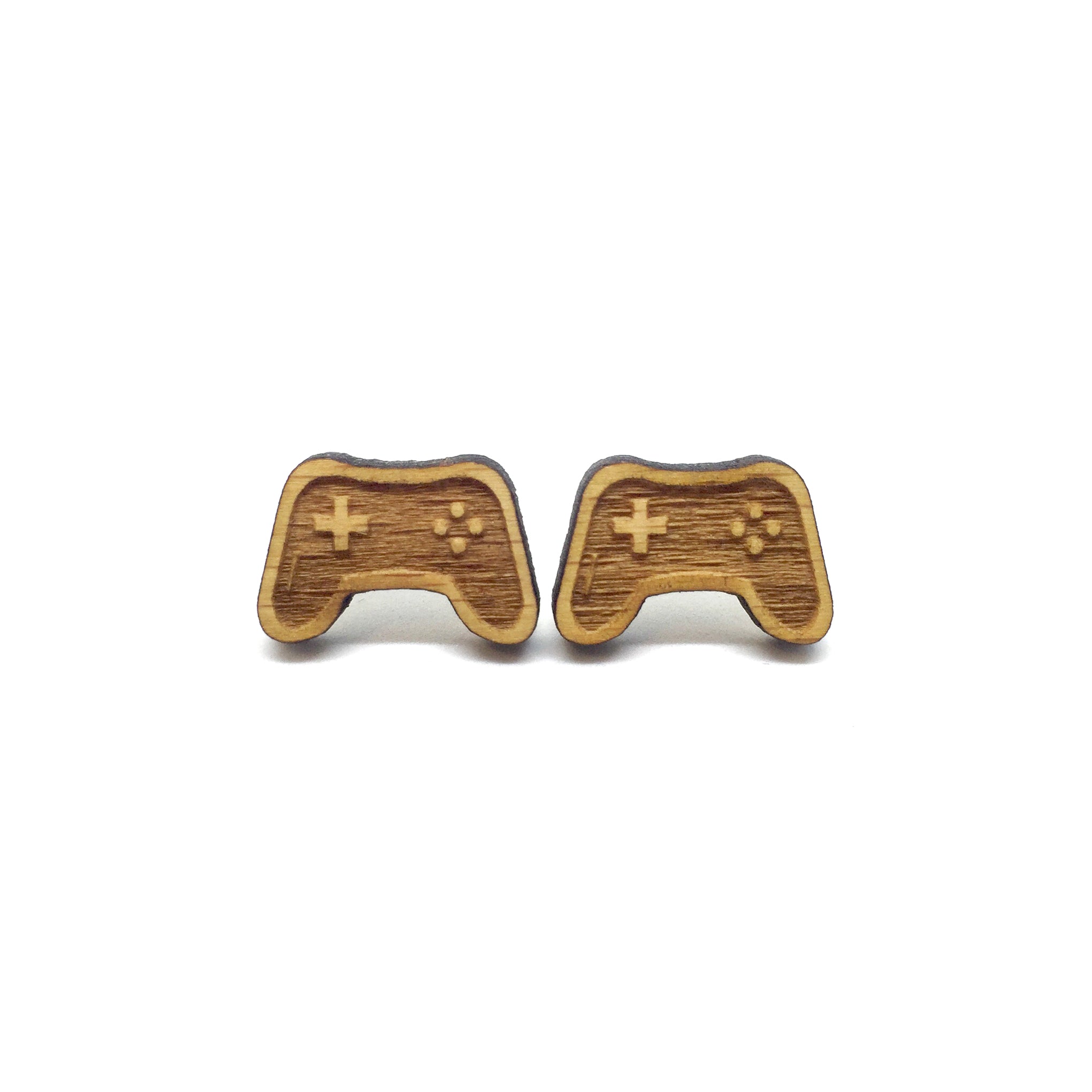 Playstation Controller Laser Cut Wood Earrings - LM