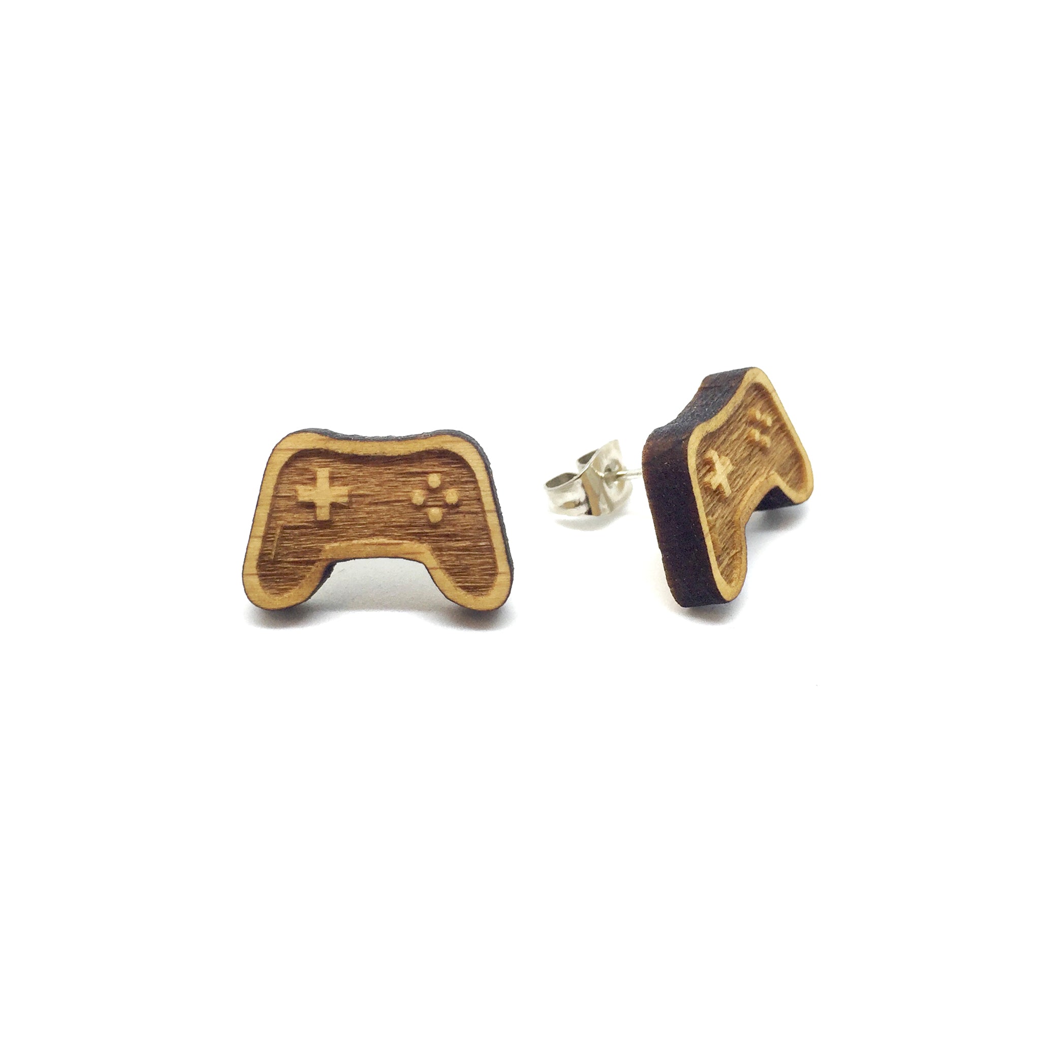 Playstation Controller Laser Cut Wood Earrings - LM