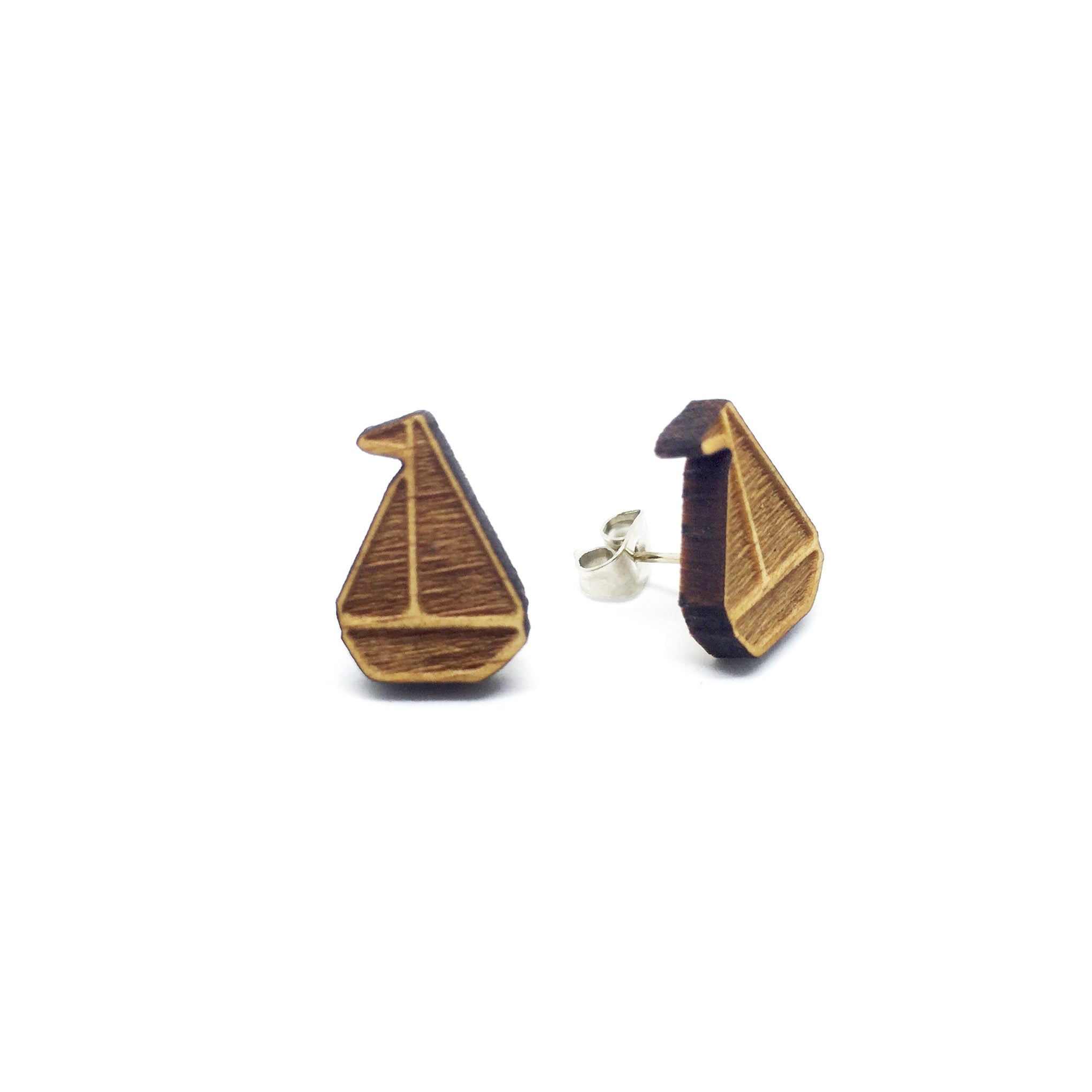 Sailboat Yacht Laser Cut Wood Earrings - LM