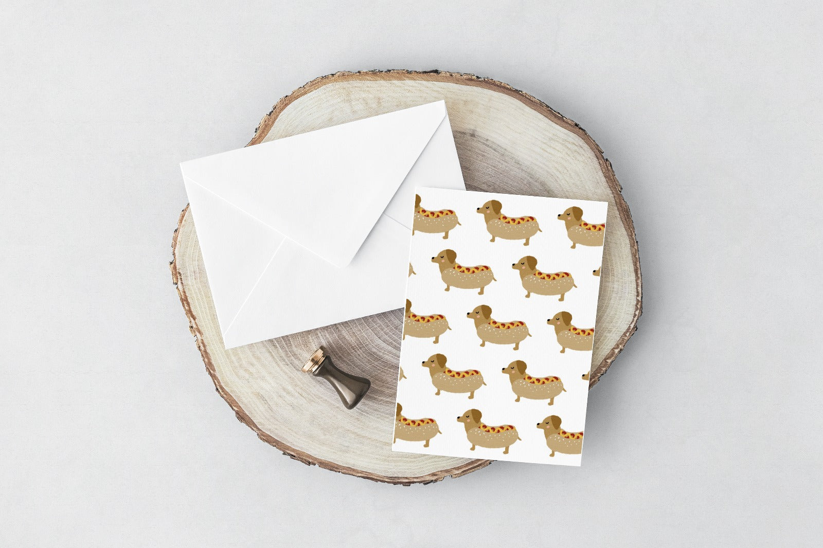 Sausage Dog - White (Greeting Card) - LM