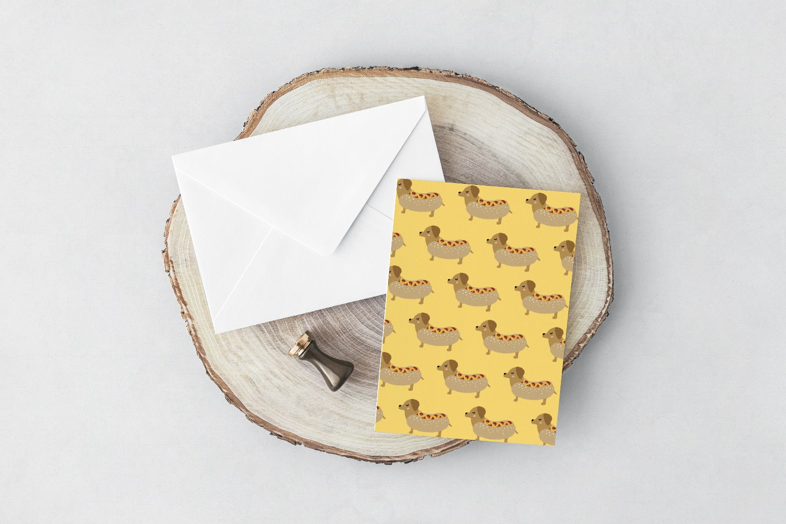 Sausage Dog - Yellow (Greeting Card) - LM