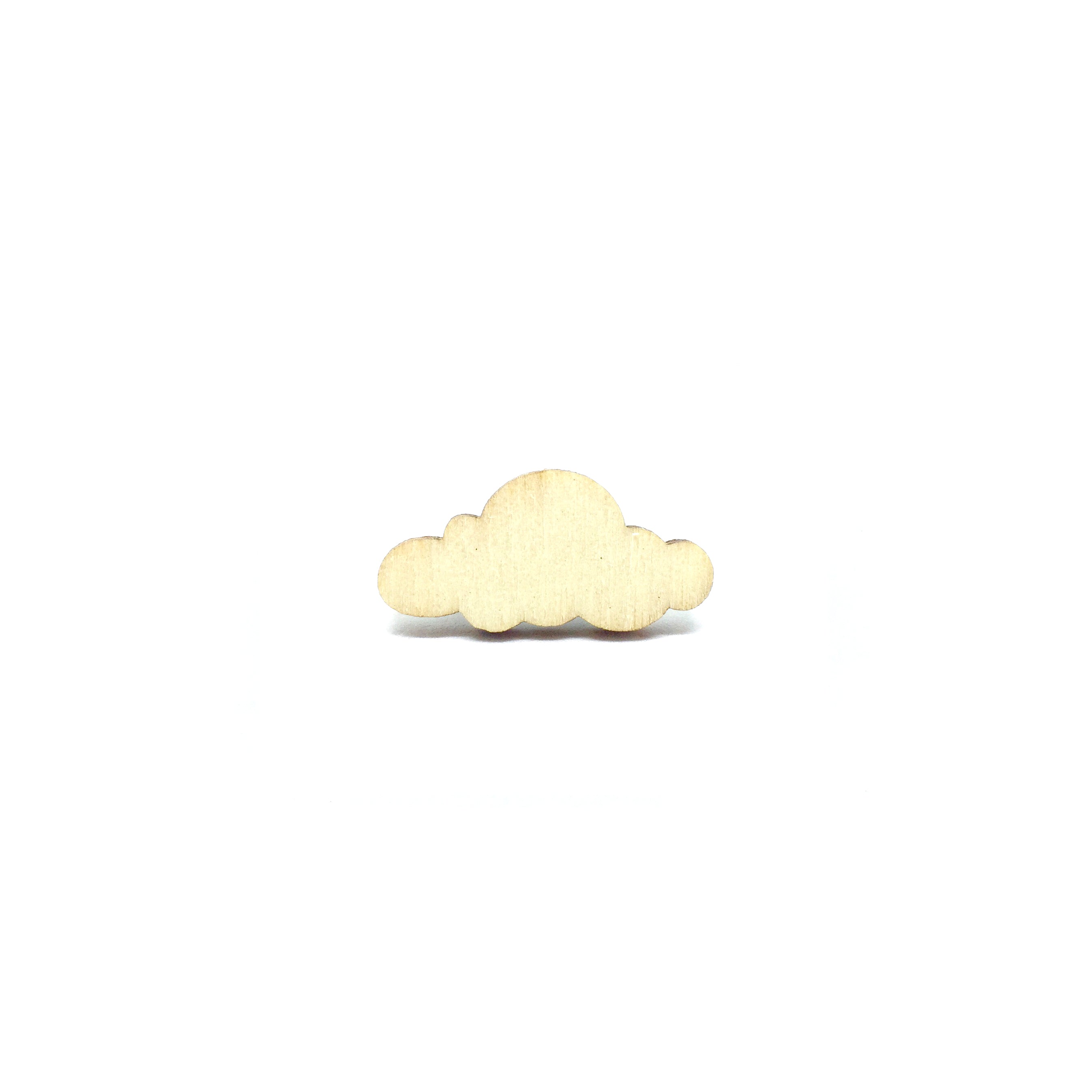 Sunny Clouds Wooden Brooch Pin - LM