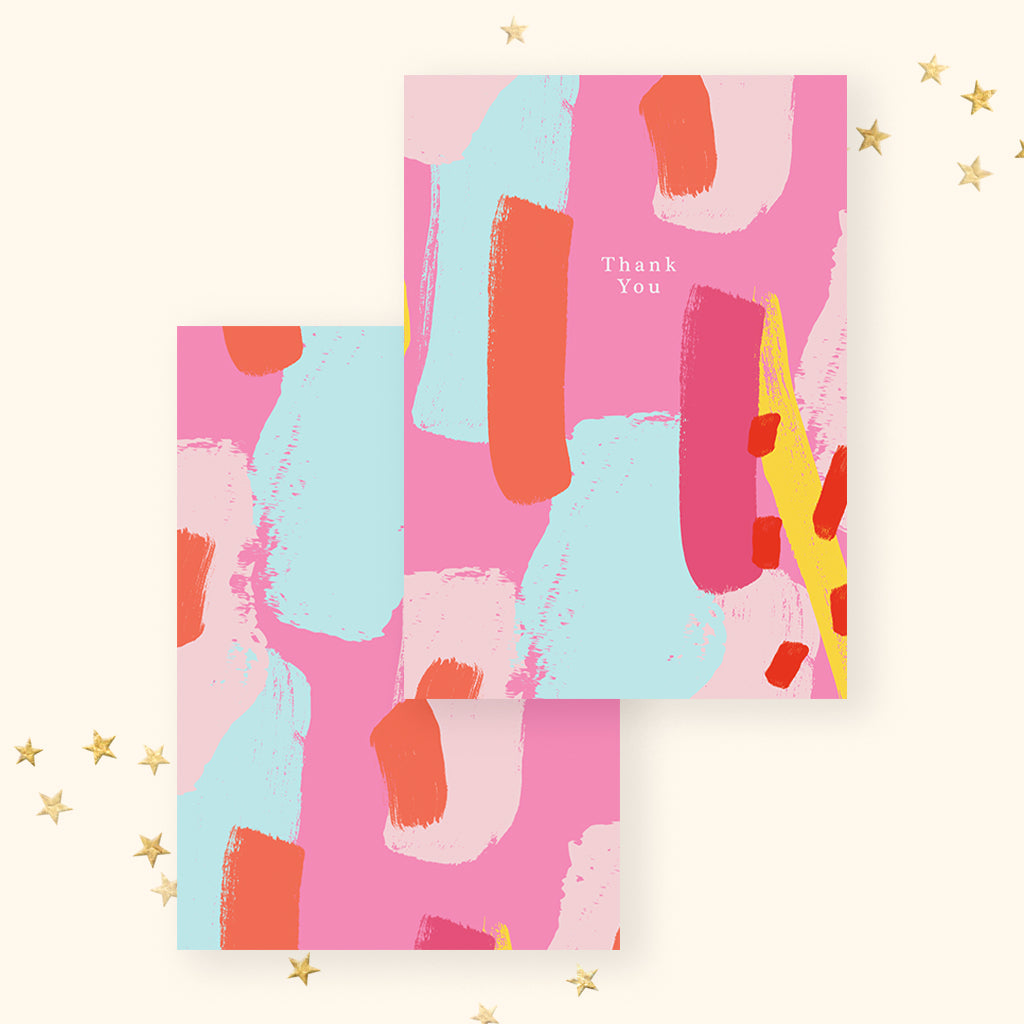 Thank You - Pink Abstract (Greeting Card)