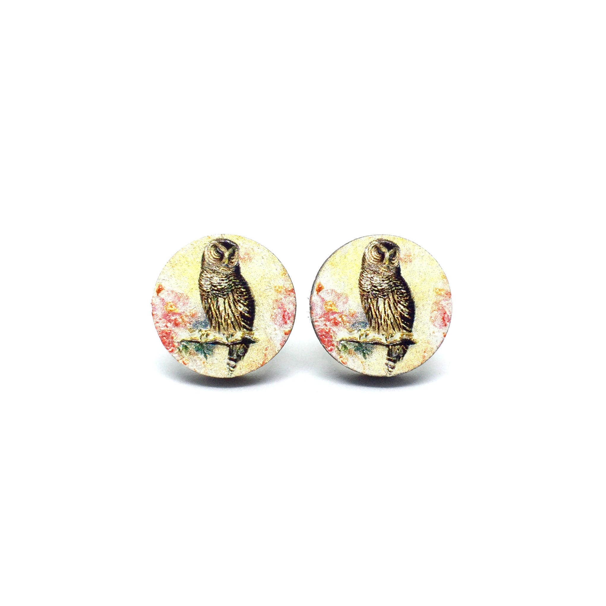 Vintage Owl Wooden Earrings